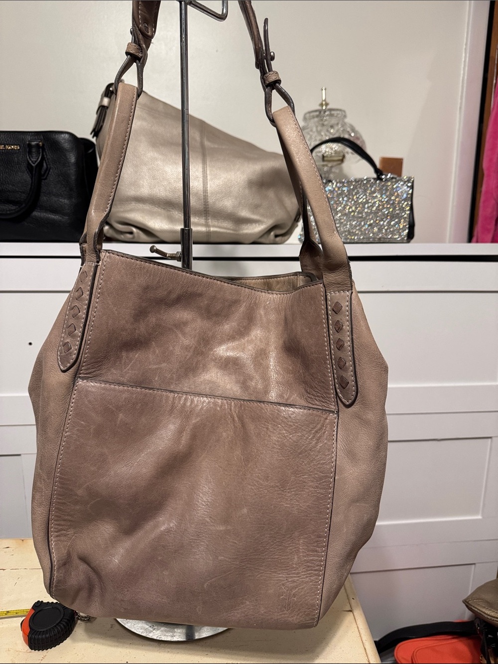 Frye Soft Taupe Hobo Shoulder Bag